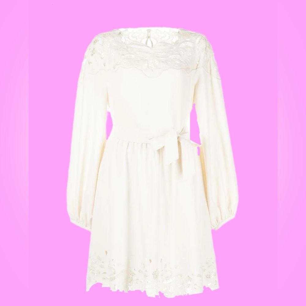 NWT๐#172-Jonathan Simkhai, Avra paisley-embroidered trim belted mini dress S 6 - Picture 9 of 13